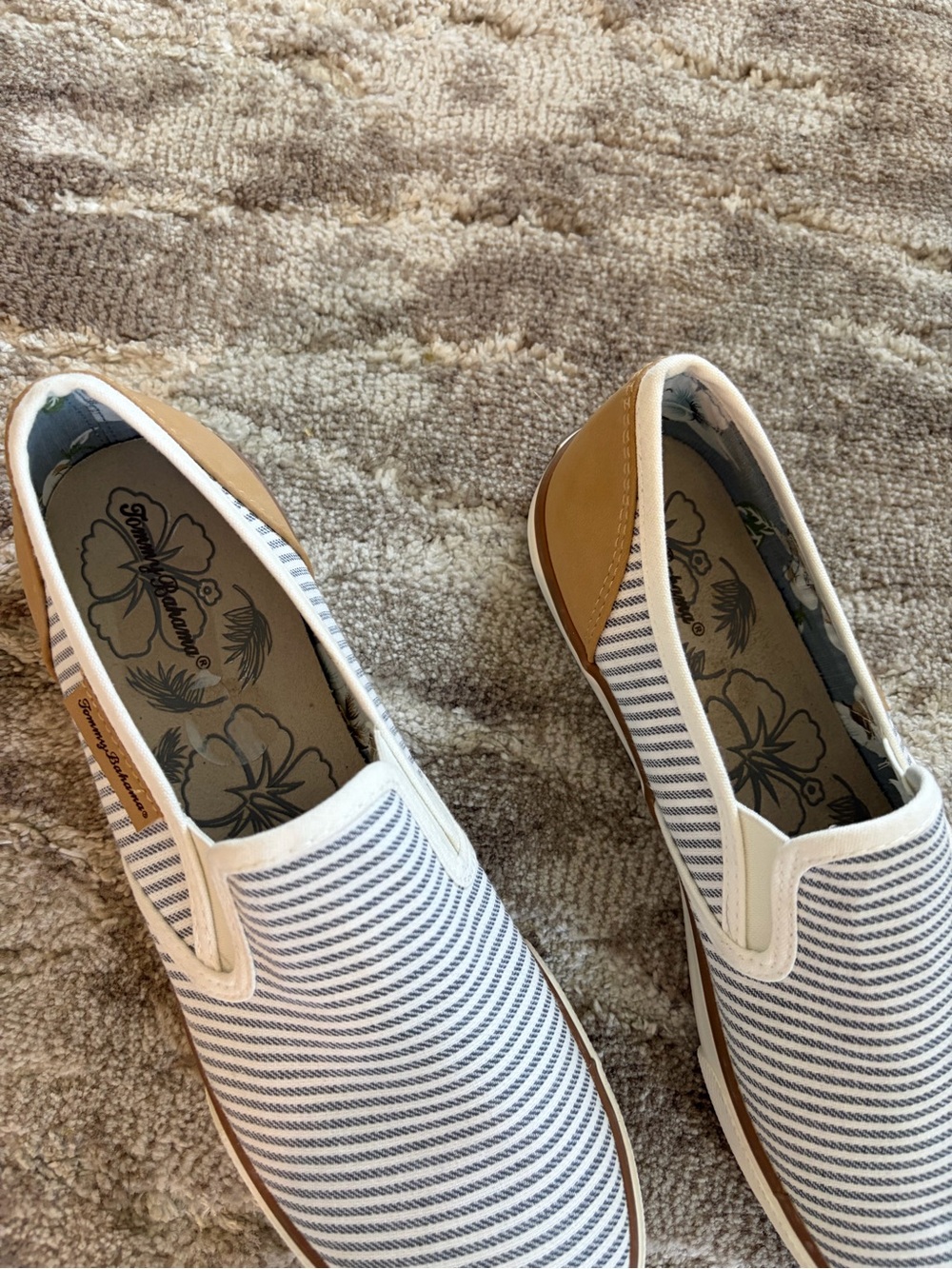 Tommy Bahama Striped Slip-On Sneakers in White and Navy - Picture 2 of 9